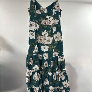 Abercrombie & Fitch Floral Maxi Dress in Teal and White